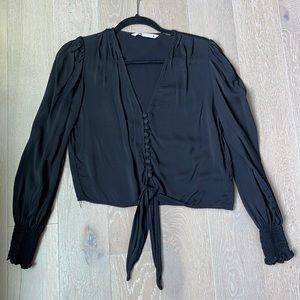 Zara cropped Long Sleeve Black Top